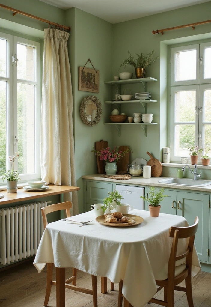 11 Eco-Friendly Light Green European Kitchen Decor Hacks That Are Beautiful and Sustainable! - 3. Natural Textiles for Soft Accents
