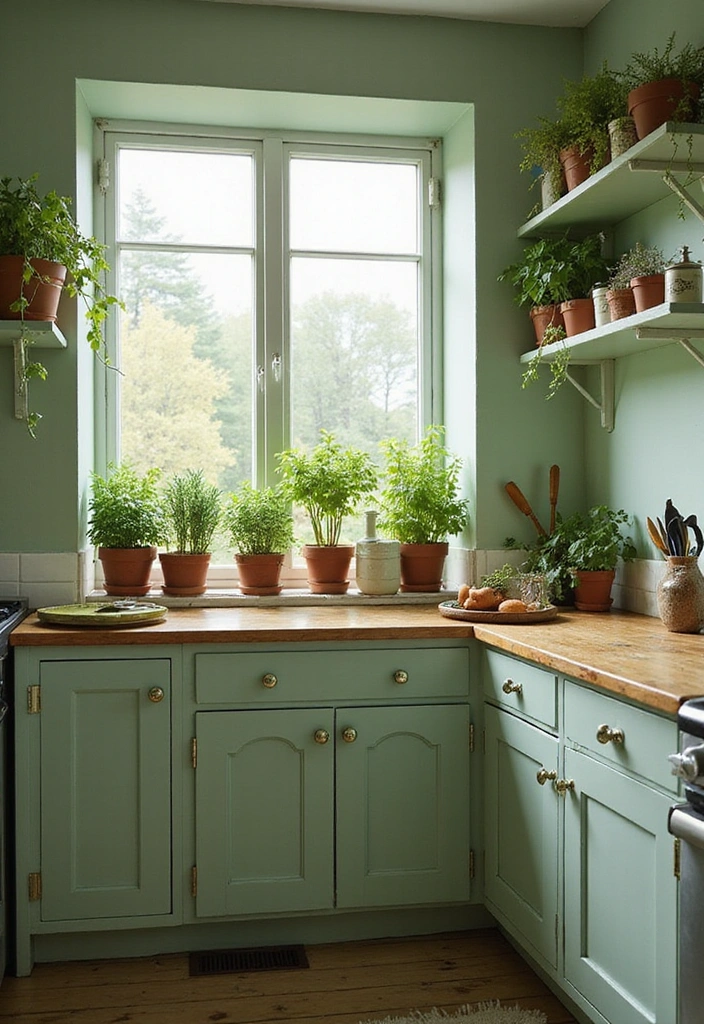 20 Vintage Sage Green Kitchen Ideas That Embody Timeless Charm! - 15. Herb Gardens