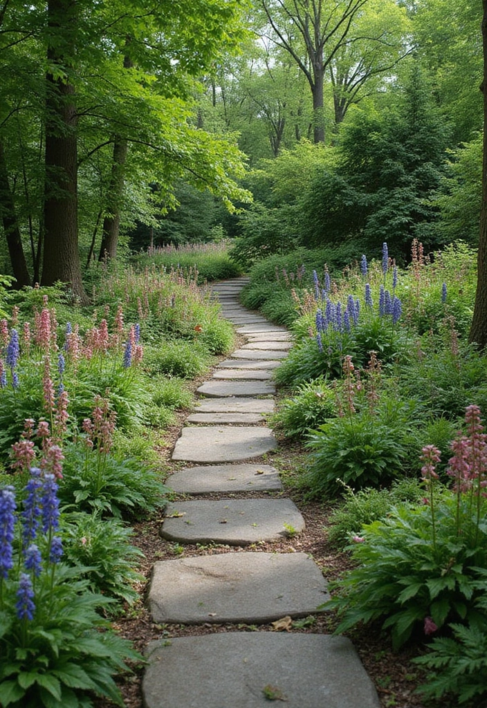 15 Nature-Inspired Wooded Backyard Landscape Designs You’ll Want to Copy ASAP! - 1. Enchanted Forest Pathways