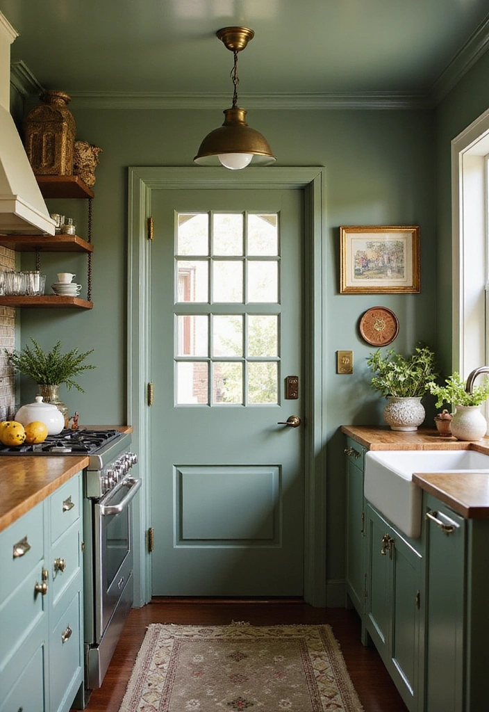 20 Vintage Sage Green Kitchen Ideas That Embody Timeless Charm! - 8. Sage Green Accent Walls