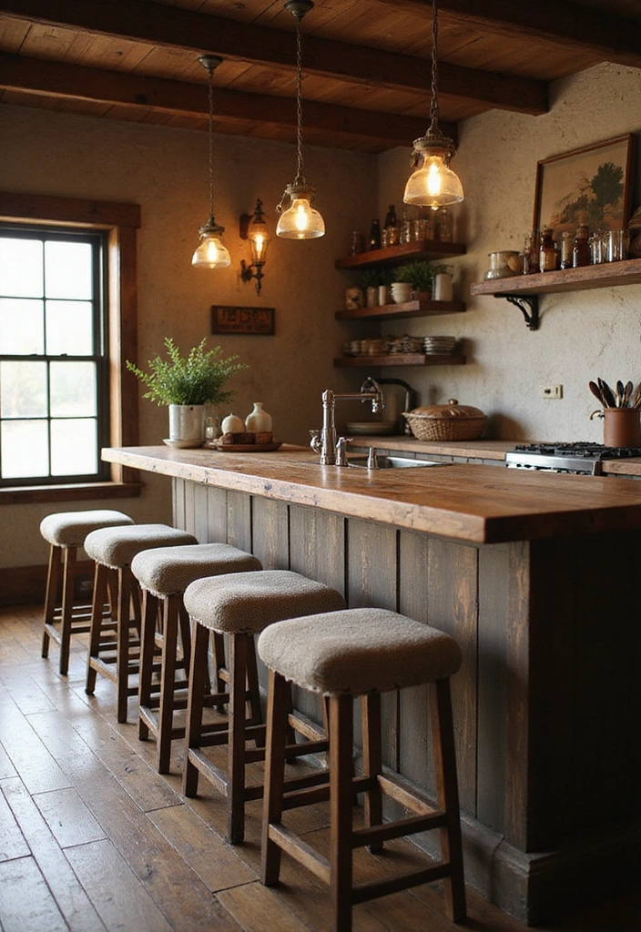 19 Cozy French Chateau Kitchen Inspirations to Elevate Your Cooking Space! - 17. Cozy Breakfast Bar for Casual Dining