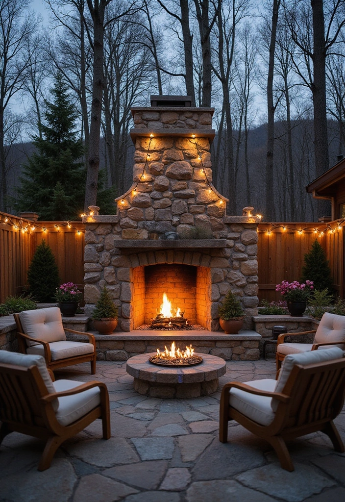 15 Nature-Inspired Wooded Backyard Landscape Designs You’ll Want to Copy ASAP! - 8. Natural Stone Fireplaces