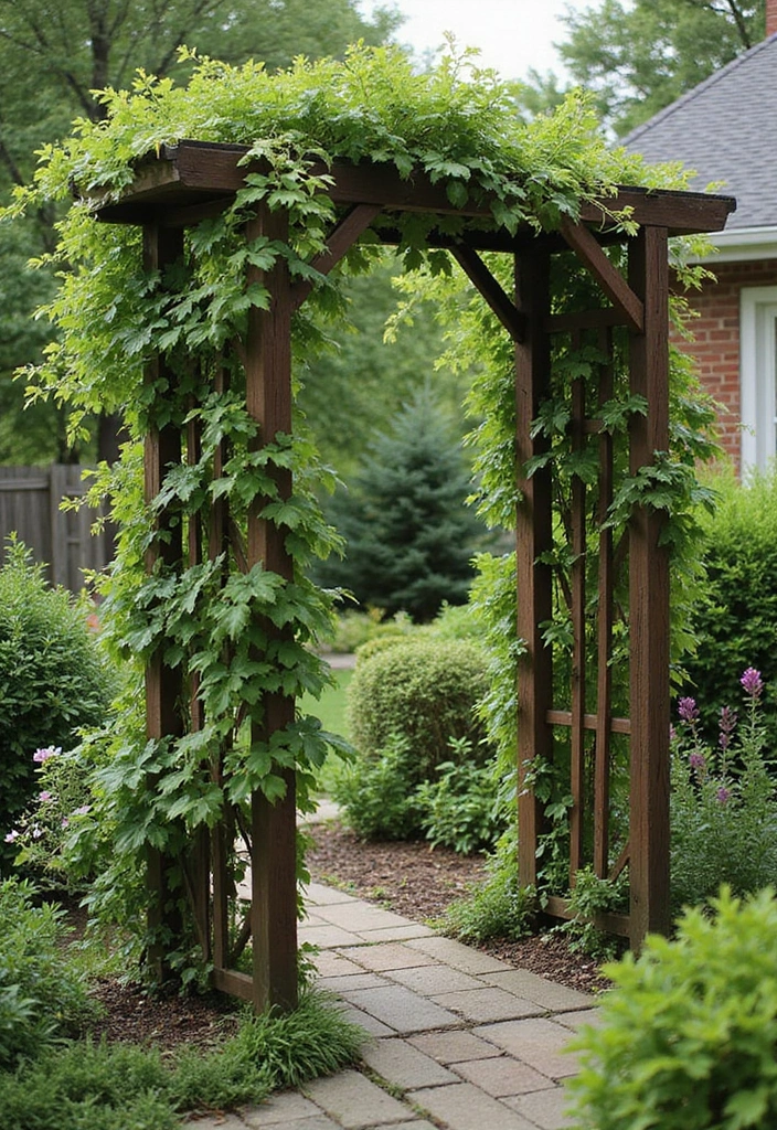 20 Cozy Rustic Backyard Landscaping Ideas That Will Transform Your Outdoor Space! - 17. Rustic Trellis