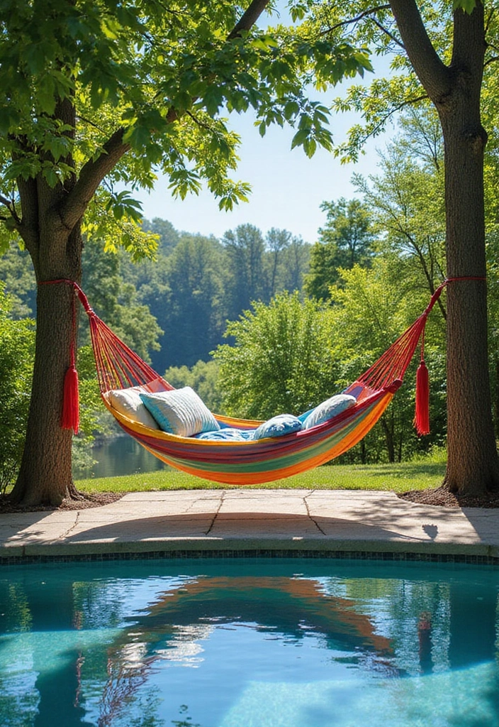 27 Budget-Friendly Backyard Pool & Patio Ideas That Will Transform Your Summer! - 8. Poolside Hammock