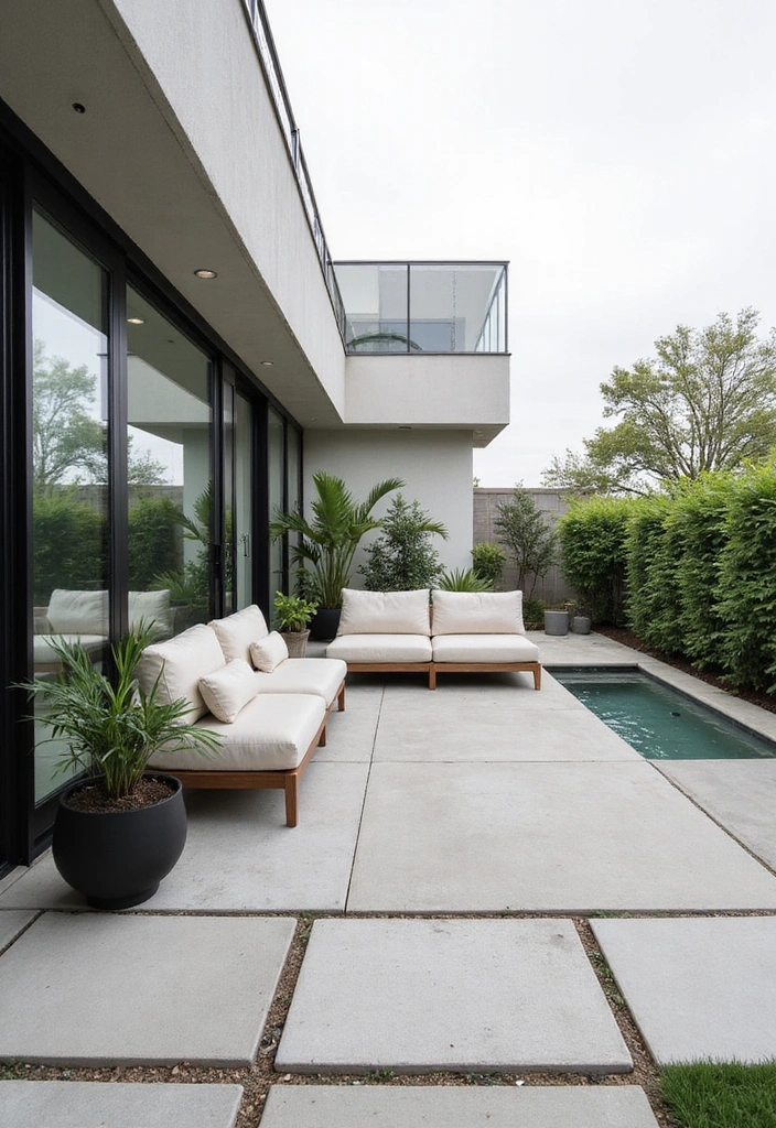 20 Stunning Modern Backyard Patio Designs That Will Transform Your Outdoor Space! - 4. Modern Minimalist Escape