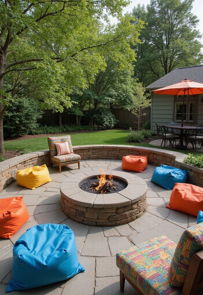 20 Cozy Outdoor Fire Pit Seating Area Ideas That Will Make You Want to Live Outside! - 5. Family-Friendly Fire Pit with Kid's Zone