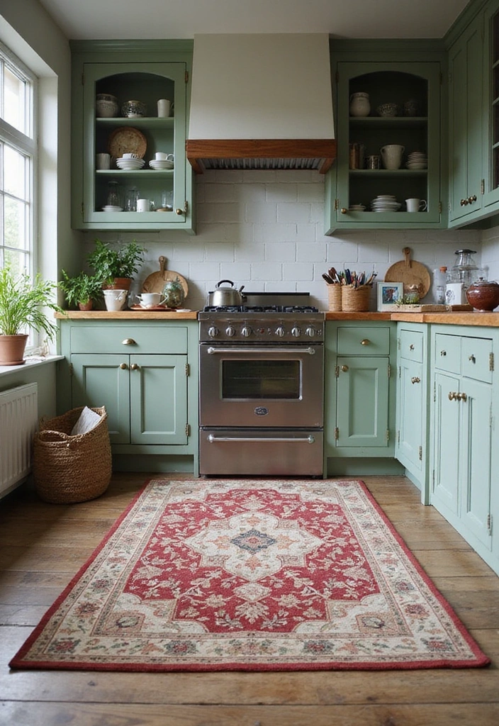 20 Vintage Sage Green Kitchen Ideas That Embody Timeless Charm! - 11. Sage Green Rugs