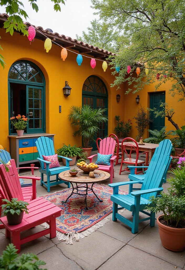 20 Stunning Modern Backyard Patio Designs That Will Transform Your Outdoor Space! - 12. Colorful Fiesta Space