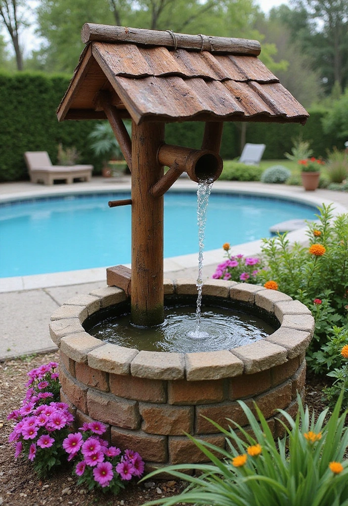 27 Budget-Friendly Backyard Pool & Patio Ideas That Will Transform Your Summer! - 26. DIY Wishing Well Water Feature