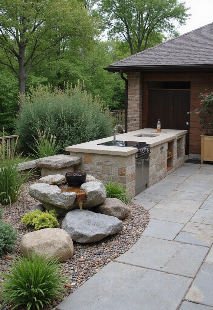 18 Dreamy Outdoor Kitchen Islands Perfect for Summer Gatherings (You Must See #16!) - 13. Zen Garden Island