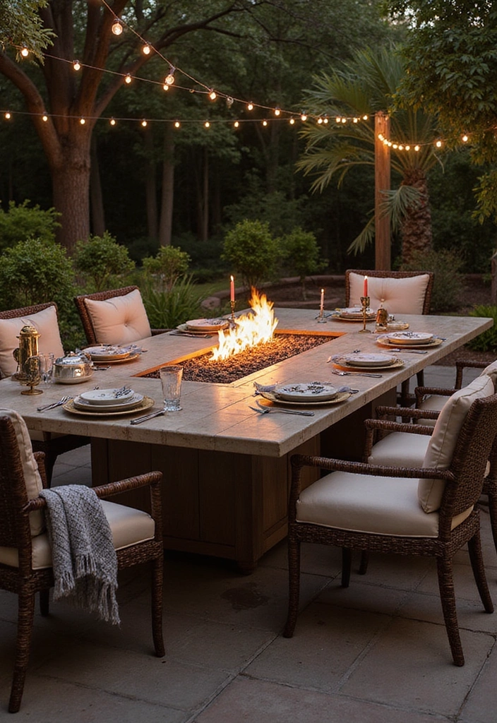 20 Cozy Outdoor Fire Pit Seating Area Ideas That Will Make You Want to Live Outside! - 17. Fire Pit Dining Area
