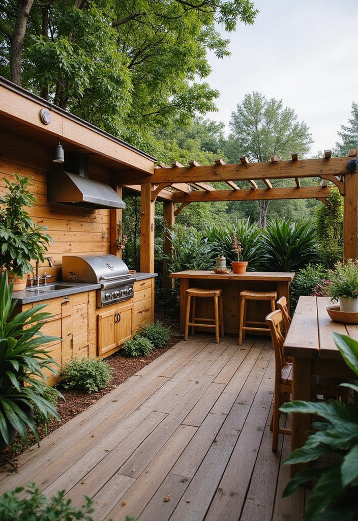 20 Outdoor Kitchen Deck Ideas That Will Wow Your Guests at Every Gathering! - 6. Eco-Friendly Deck with Natural Materials