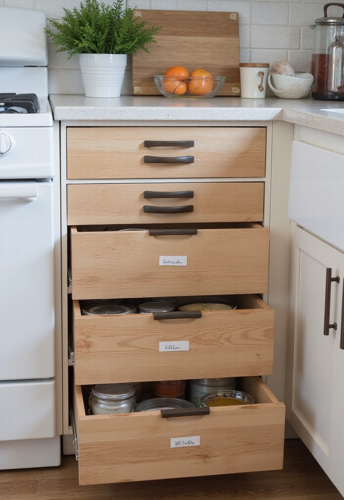 14 Small One Side Kitchen Ideas for Maximum Organization and Efficiency! - 4. Drawers Over Cabinets