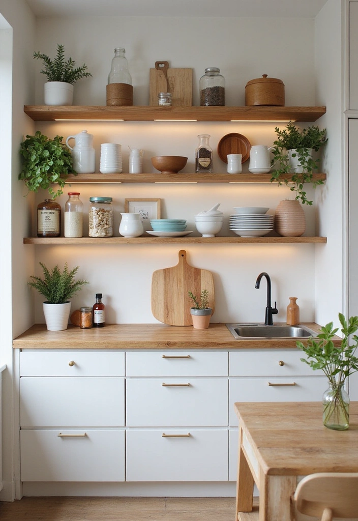 14 Small One-Sided Kitchen Ideas for Better Organization (You'll Wish You Knew Sooner!) - 1. Floating Shelves for Stylish Storage