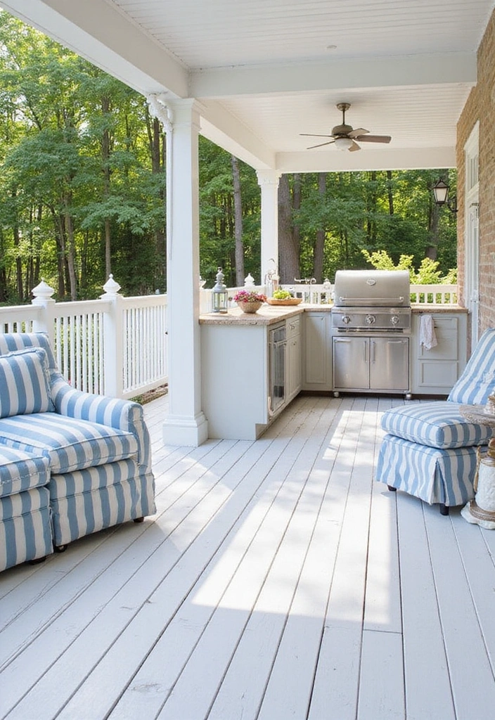 20 Outdoor Kitchen Deck Ideas That Will Wow Your Guests at Every Gathering! - 3. Coastal-Inspired Deck with Nautical Touches