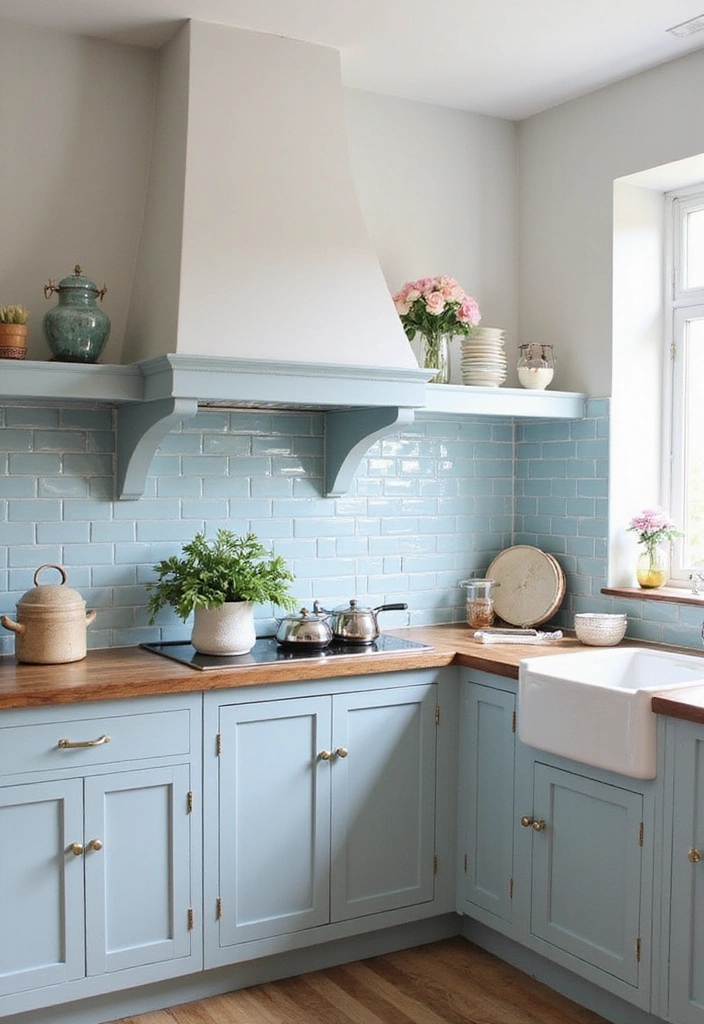 How to Infuse Modern Charm into Your Small Blue French Country Kitchen - 9. Functional Yet Beautiful Backsplash
