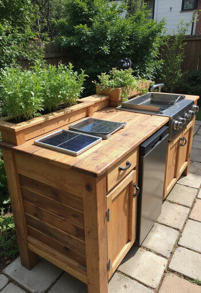18 Dreamy Outdoor Kitchen Islands Perfect for Summer Gatherings (You Must See #16!) - 8. Eco-Friendly Island