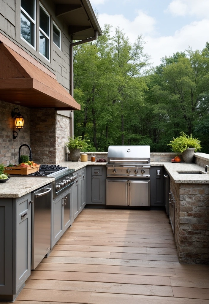 20 Outdoor Kitchen Deck Ideas That Will Wow Your Guests at Every Gathering! - 4. Luxurious Full Kitchen with Bar Seating