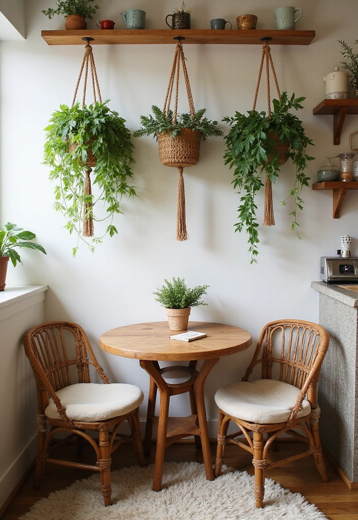 22 Boho Coffee Bar Decor Ideas to Create Your Own Cozy Café at Home! - 3. Hanging Plants Galore
