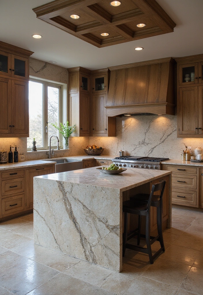19 Cozy French Chateau Kitchen Inspirations to Elevate Your Cooking Space! - 10. Statement Stone Surfaces