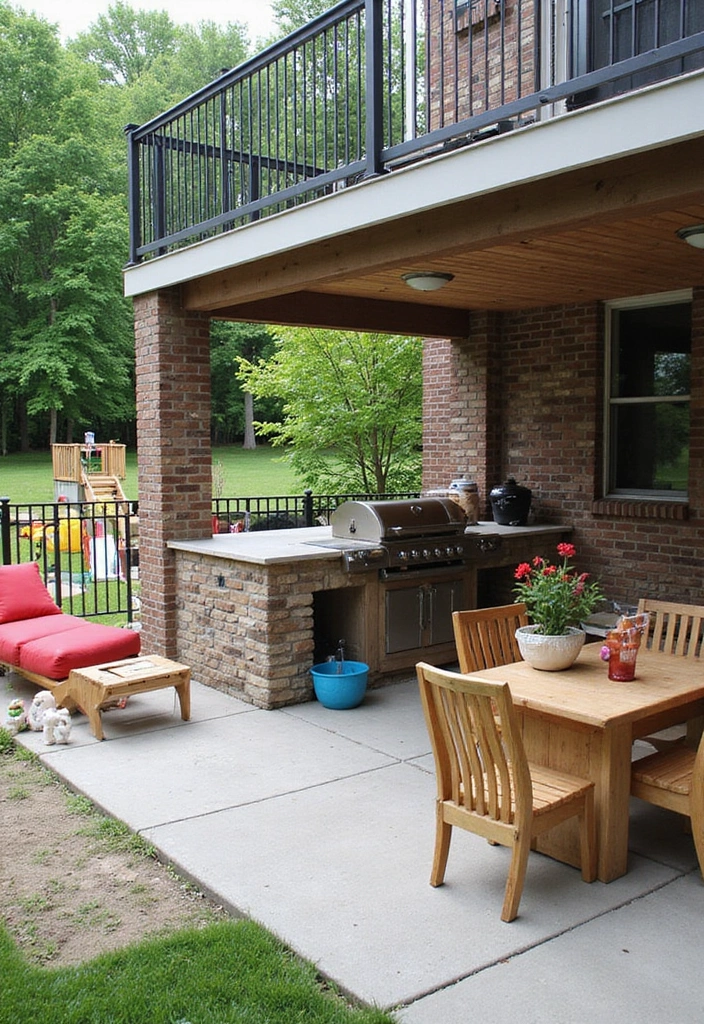 20 Outdoor Kitchen Deck Ideas That Will Wow Your Guests at Every Gathering! - 10. Family-Friendly Deck with Play Area