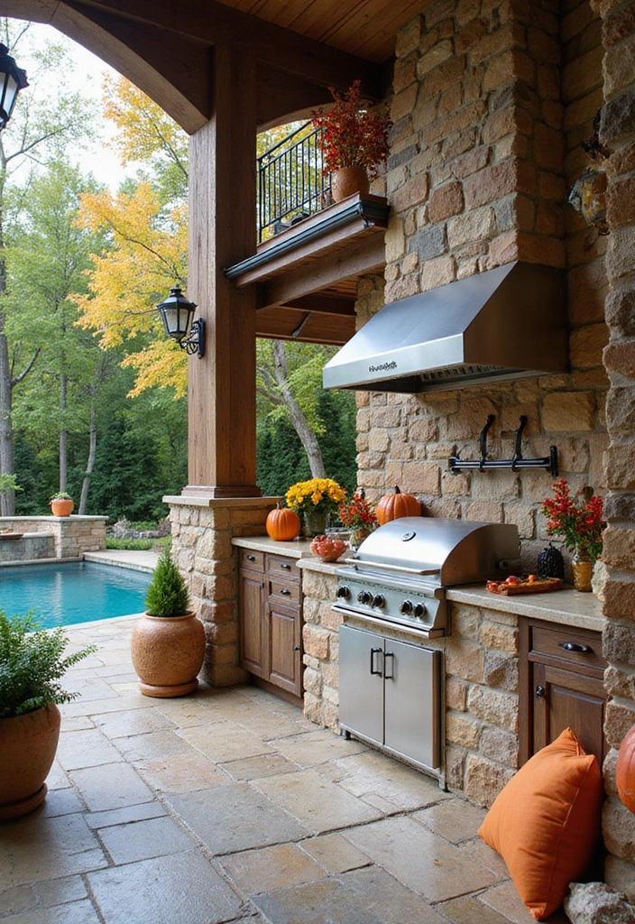 16 Genius Small Outdoor Kitchen Ideas for Pool Areas That Maximize Fun! - 16. Seasonal Decor Themes