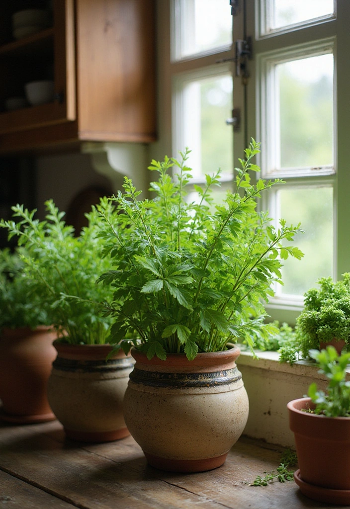 19 Cozy French Chateau Kitchen Inspirations to Elevate Your Cooking Space! - 16. Charming Herb Gardens as Centerpieces