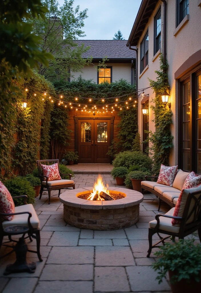 20 Cozy Outdoor Fire Pit Seating Area Ideas That Will Make You Want to Live Outside! - 8. Intimate Courtyard Fire Pit