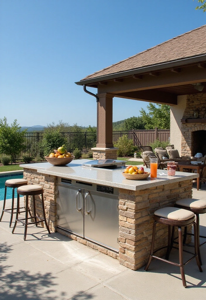 18 Dreamy Outdoor Kitchen Islands Perfect for Summer Gatherings (You Must See #16!) - 4. Island with Built-in Cooler
