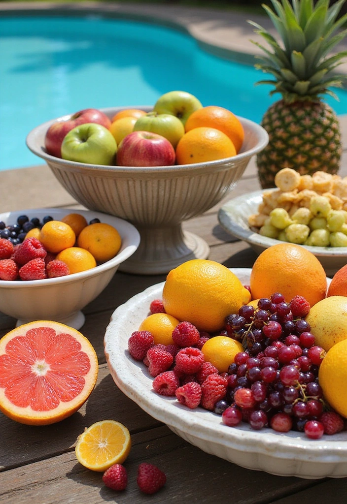 27 Budget-Friendly Backyard Pool & Patio Ideas That Will Transform Your Summer! - 27. Summer Fruit Bar