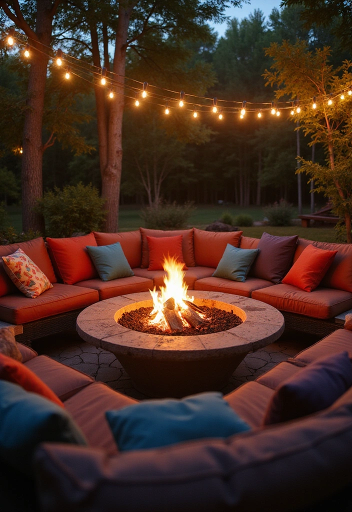 20 Creative Large Backyard Layouts That Will Make You Want to Host Every Weekend! - 1. Cozy Fire Pit Lounge