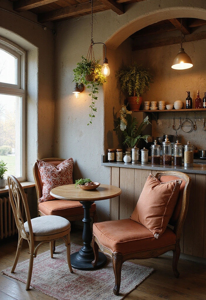 22 Boho Coffee Bar Decor Ideas to Create Your Own Cozy Café at Home! - 5. Cozy Seating Area