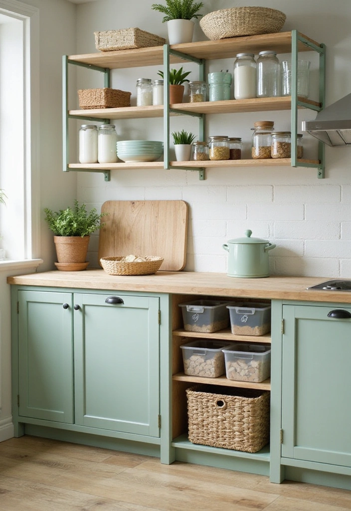 11 Eco-Friendly Light Green European Kitchen Decor Hacks That Are Beautiful and Sustainable! - 11. Mindful Organization with Eco-Friendly Storage