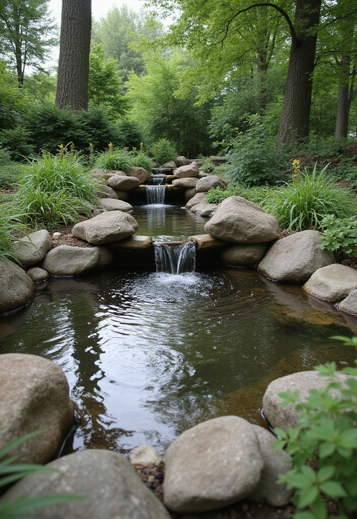 15 Nature-Inspired Wooded Backyard Landscape Designs You’ll Want to Copy ASAP! - 7. Serene Water Features