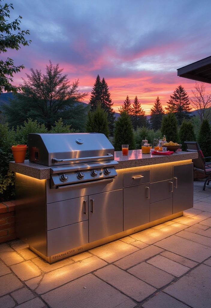 18 Dreamy Outdoor Kitchen Islands Perfect for Summer Gatherings (You Must See #16!) - 2. Sleek Modern Island