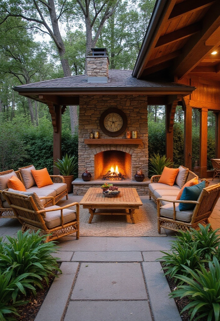 18 Small Outdoor Covered Patios with Fireplaces Perfect for Cozy Gatherings! - 6. Tropical Oasis with a Fire Lounge