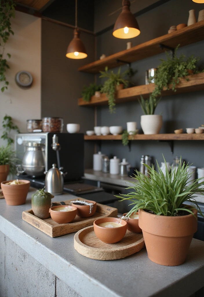 22 Boho Coffee Bar Decor Ideas to Create Your Own Cozy Café at Home! - 10. Natural Accents