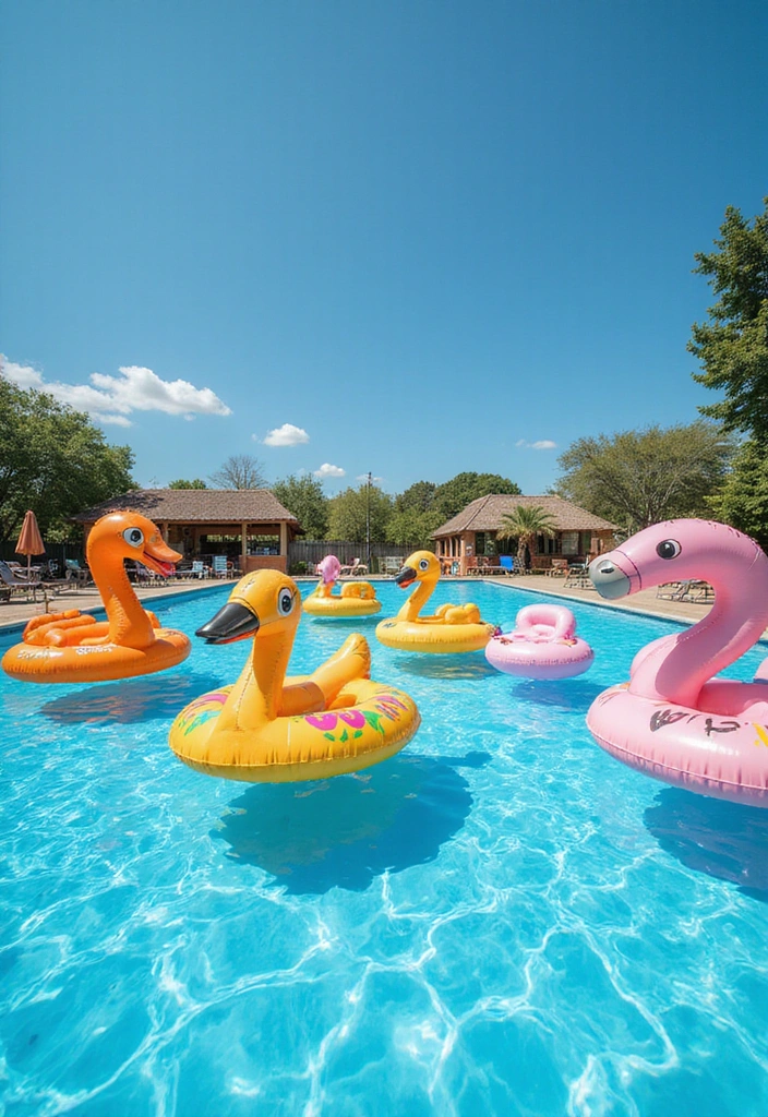 27 Budget-Friendly Backyard Pool & Patio Ideas That Will Transform Your Summer! - 10. Chic Pool Floats