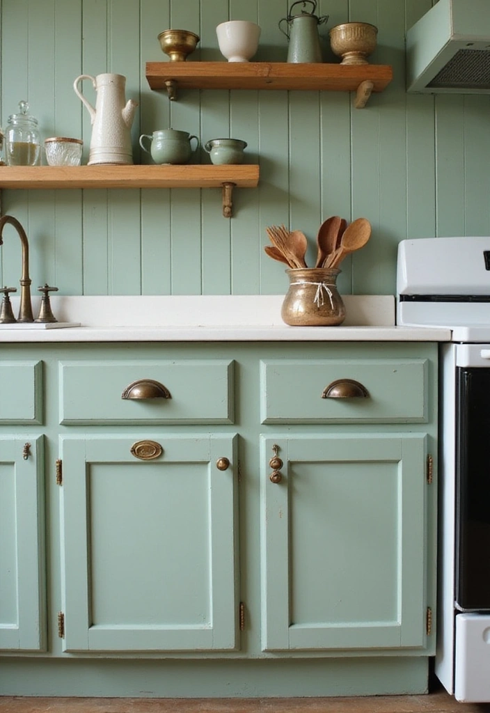 20 Vintage Sage Green Kitchen Ideas That Embody Timeless Charm! - 12. Vintage Hardware