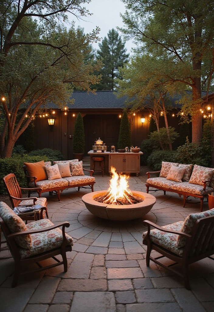 18 Small Outdoor Covered Patios with Fireplaces Perfect for Cozy Gatherings! - 7. Vintage Vibes with a Classic Fire Pit