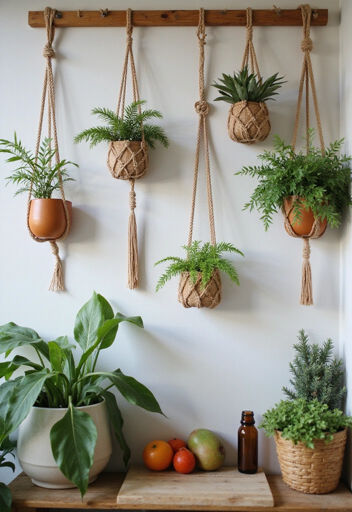10 Hacks to Maximize Style in Your Small Bohemian Kitchen with Plants - 3. Utilize Vertical Space with Plant Hangers