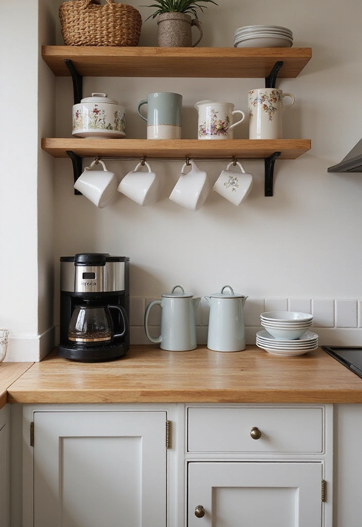 20 Budget-Friendly Kitchen Counter Corner Decor Ideas You Can DIY! - 20. DIY Coffee Station