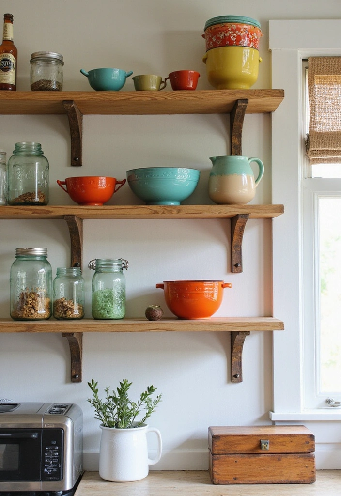 How to Maximize Style and Space in Your Small Vintage Country Kitchen - 2. Open Shelving for Display and Storage