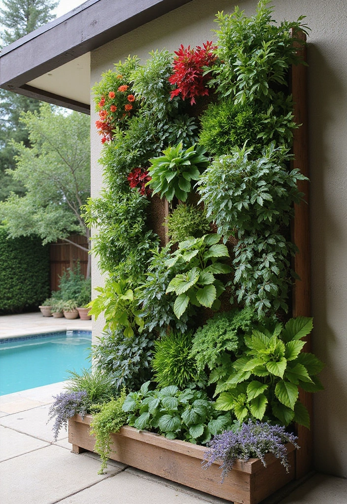27 Budget-Friendly Backyard Pool & Patio Ideas That Will Transform Your Summer! - 7. Vertical Garden Walls