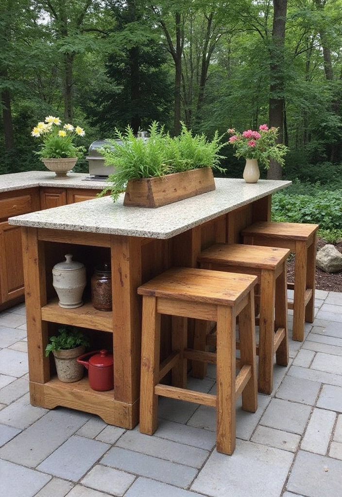 18 Dreamy Outdoor Kitchen Islands Perfect for Summer Gatherings (You Must See #16!) - 1. Rustic Wooden Island