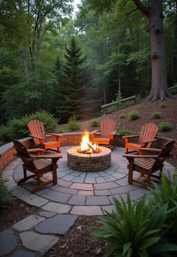 22 Rustic Sloped Backyard Landscaping Ideas on a Budget You Can't Miss! - 4. Cozy Fire Pit Areas