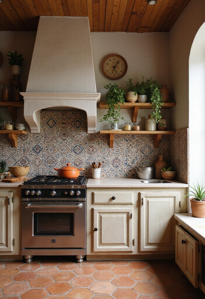 19 Cozy French Chateau Kitchen Inspirations to Elevate Your Cooking Space! - 5. Enchanting Tiles for Flooring and Backsplash