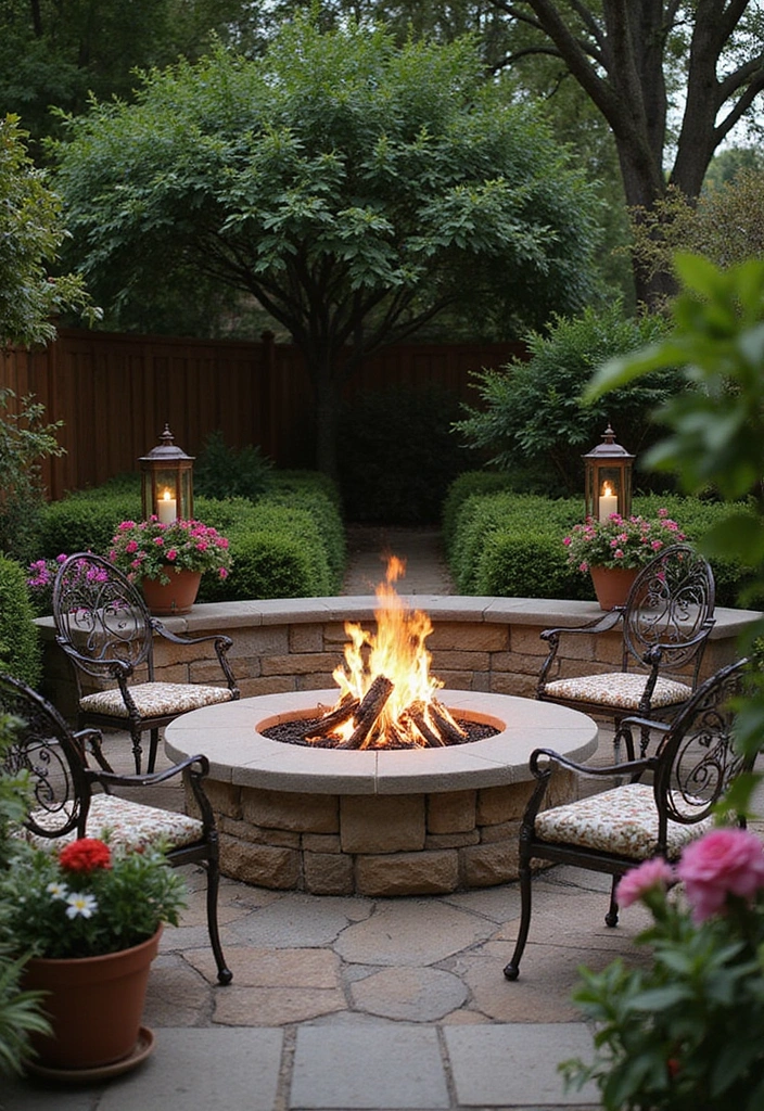 20 Cozy Outdoor Fire Pit Seating Area Ideas That Will Make You Want to Live Outside! - 4. Elegant European-Style Fire Pit