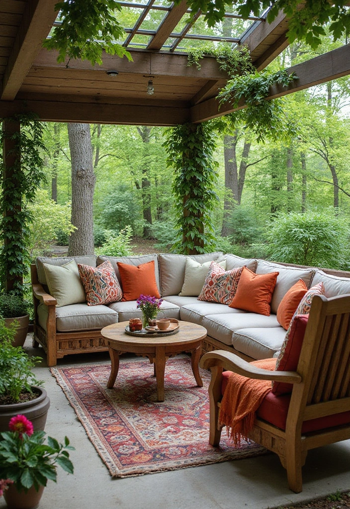 15 Nature-Inspired Wooded Backyard Landscape Designs You’ll Want to Copy ASAP! - 15. Outdoor Living Rooms