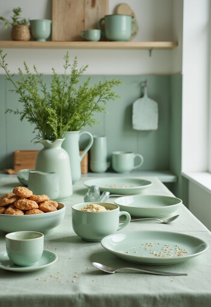 11 Eco-Friendly Light Green European Kitchen Decor Hacks That Are Beautiful and Sustainable! - 17. Eco-Friendly Dishware